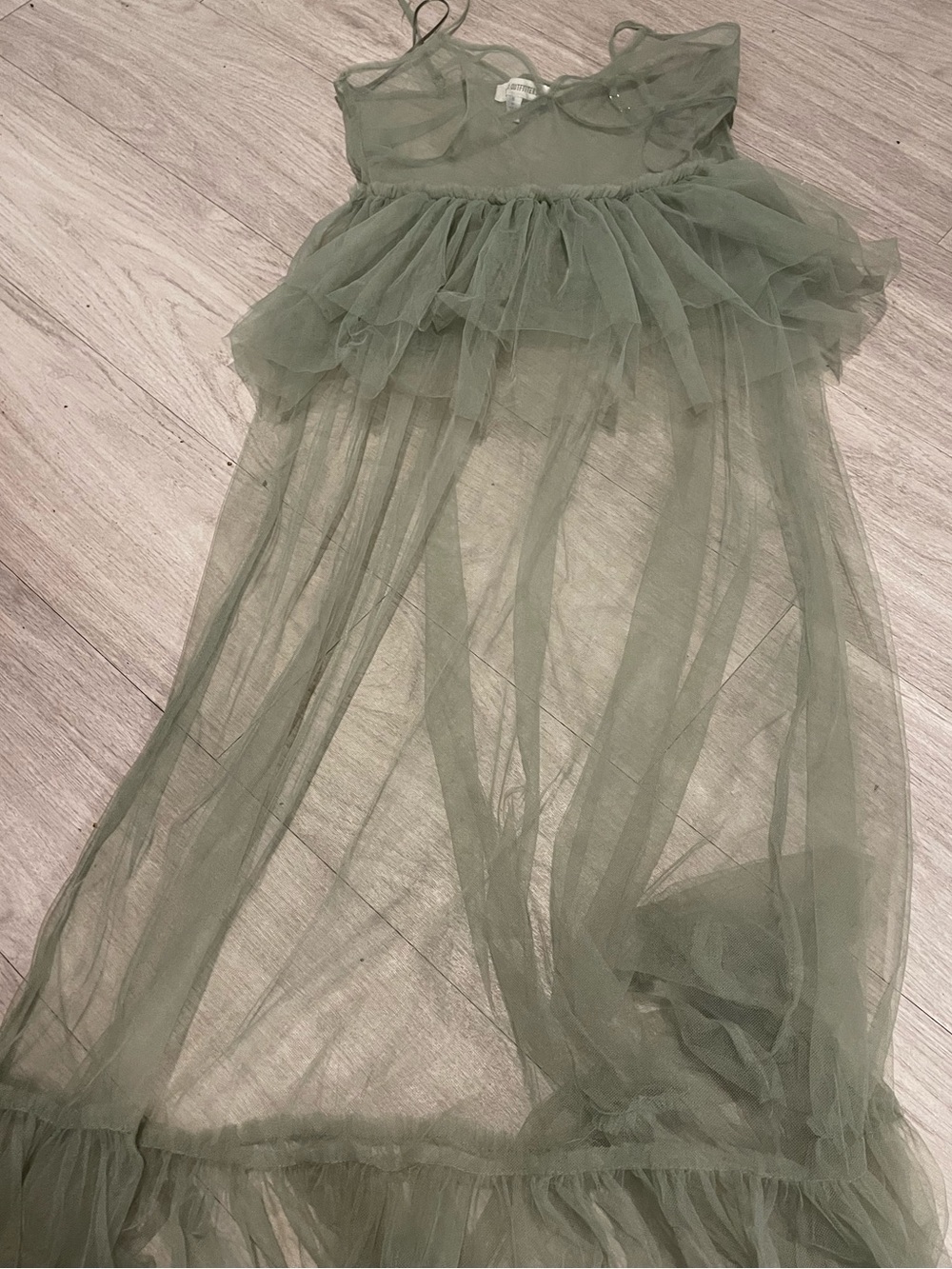 Urban Outfitters Olive Green transparent Tulle Maxi Dress